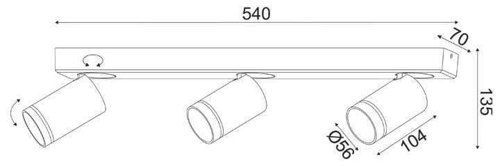 ΕΠΙΤΟΙΧΟ ΦΩΤΙΣΤΙΚΟ 3XGU10 DIVINO ΜΑΥΡΟ ΑΛΟΥΜΙΝΙΟ IP20 54X7X13,5CM - RA3633SBH - RA3633SBH