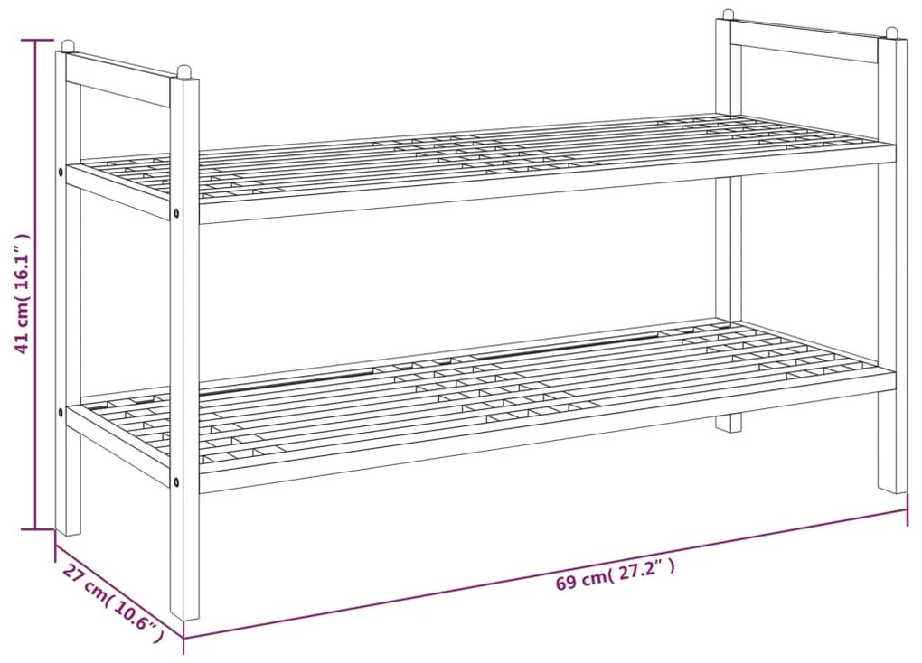 vidaXL Παπουτσοθήκη 69 x 27 x 41 εκ. από Μασίφ Ξύλο Καρυδιάς