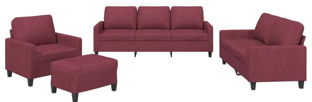 vidaXL Πολυθρόνες Σετ 4 Τεμαχίων Μπορντό από Ύφασμα με Μαξιλάρια