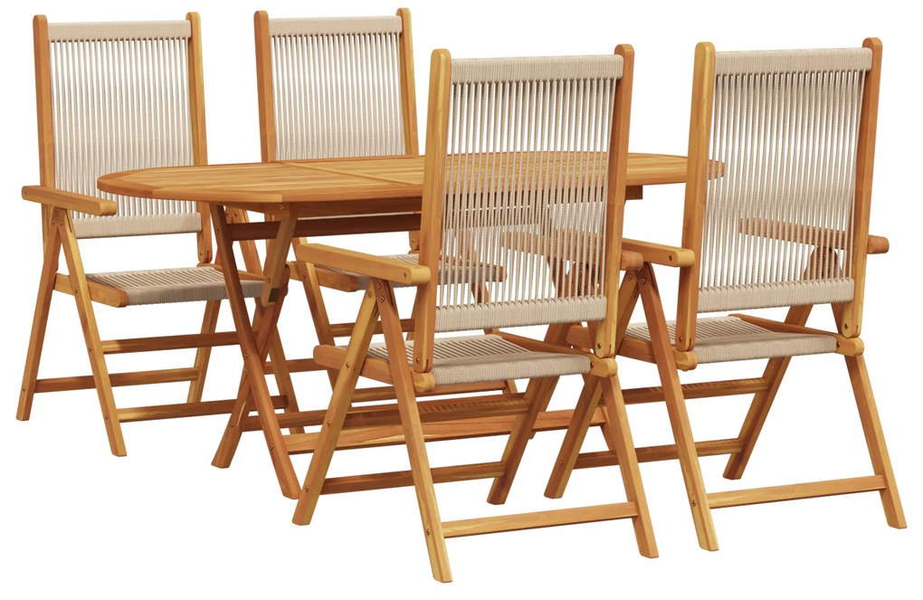 vidaXL Πτυσσόμενο Τραπέζι Κήπου 5 pcs Μπεζ 160x85x75 εκ.