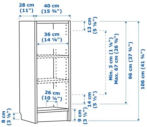 BILLY βιβλιοθήκη, 40x28x106 cm 105.086.25