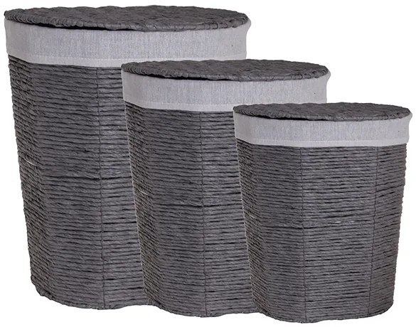Σετ 3 Καλάθια Bamboo Γκρι χρώμα 48x35x53cm, 42x30x48cm,36x25x42cm Etoile LM-502A