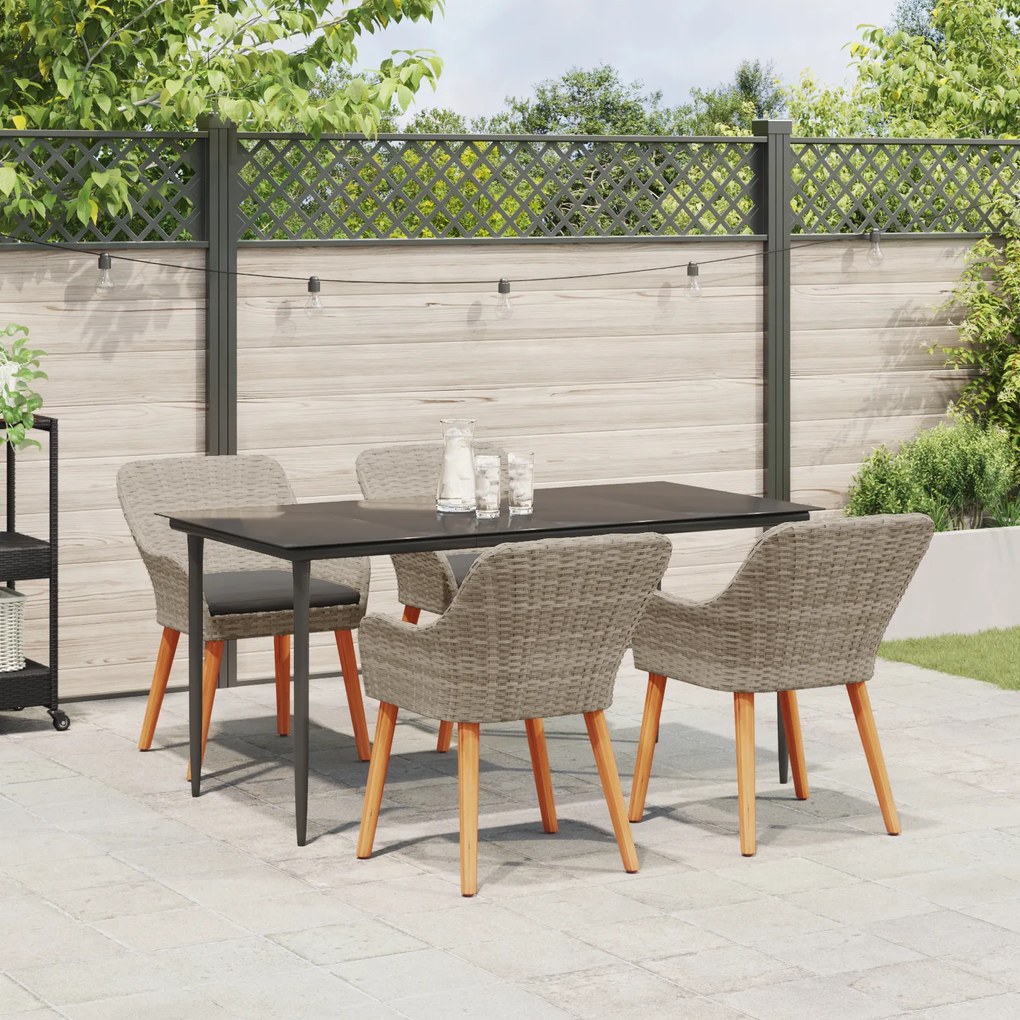 vidaXL Σετ τραπεζαρίας 5 pcs Ανοιχτό γκρι και Μαύρο Large