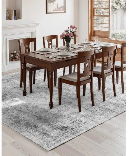 VEVOR Large Area Rug 9 x 12 ft Anti-Skid Tear-Resistant Floor Mat Bohemian Gray