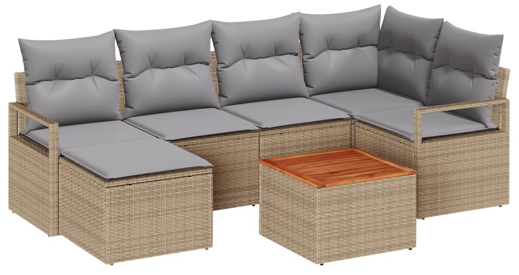 vidaXL Σετ καναπέδων κήπου 7 pcs Beige, ανοιχτό γκρι Μεγάλο