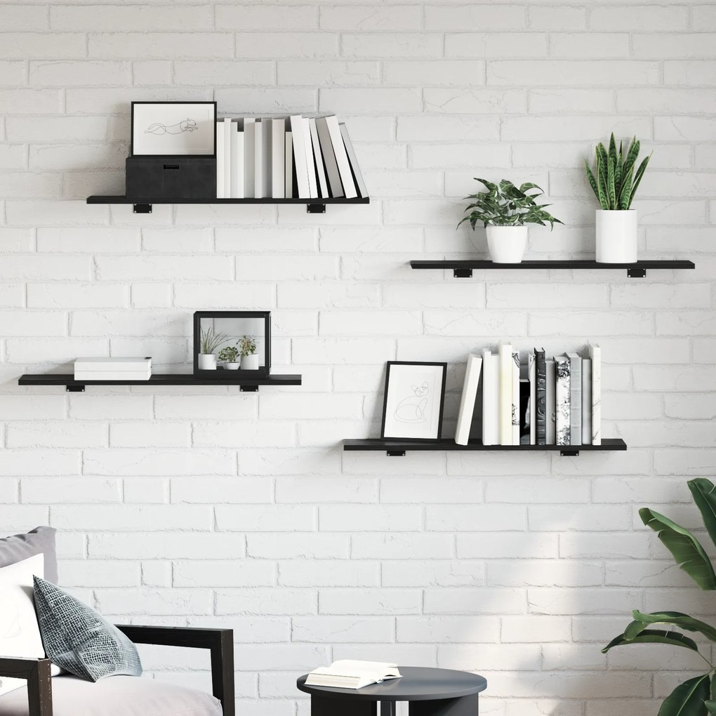 vidaXL Δίσκος Βιβλιοθήκης 4 pcs Μαύρο 100 x 40 x 1.5 εκ. Μοριοσανίδα