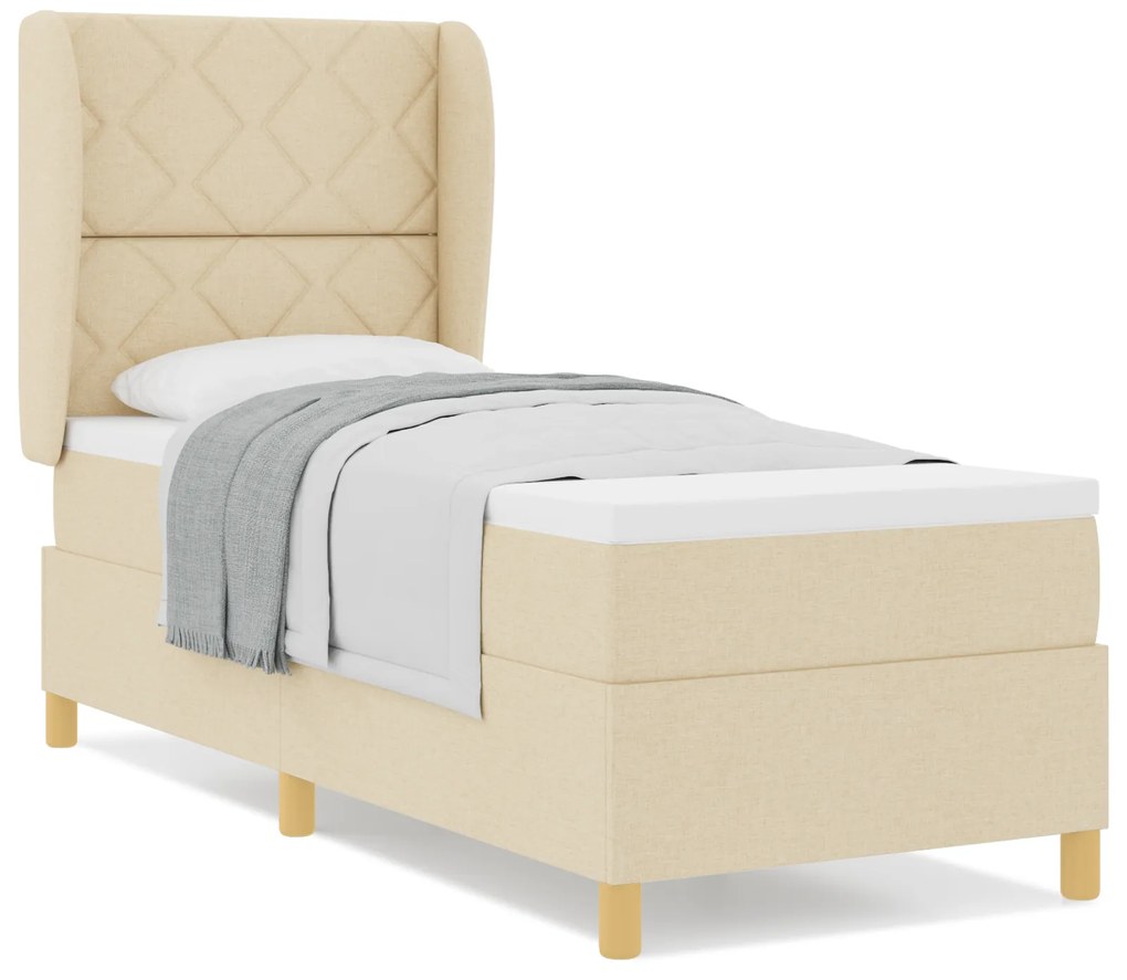 vidaXL Κρεβάτι Box Spring  με στρώμα Κρεμ 80x200 εκ. Υφασμάτινο
