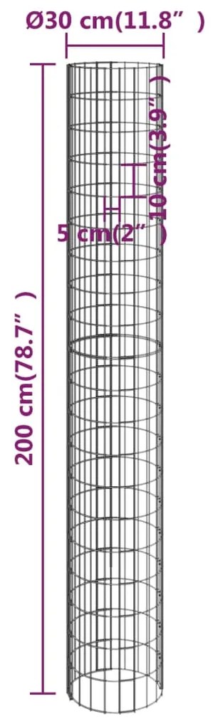 vidaXL Συρματοκιβώτιο-Γλάστρα Υπ. 3 τεμ Κυκλική Ø30x200εκ Γαλβ Χάλυβας