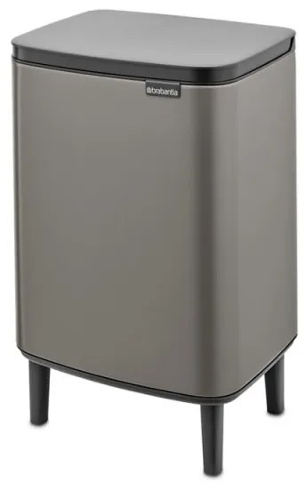 Κάδος απορριμμάτων Brabantia Bo Small Hi 12L, Ομαλό και αθόρυβο άνοιγμα, Αντιολισθητική βάση, Γκρι