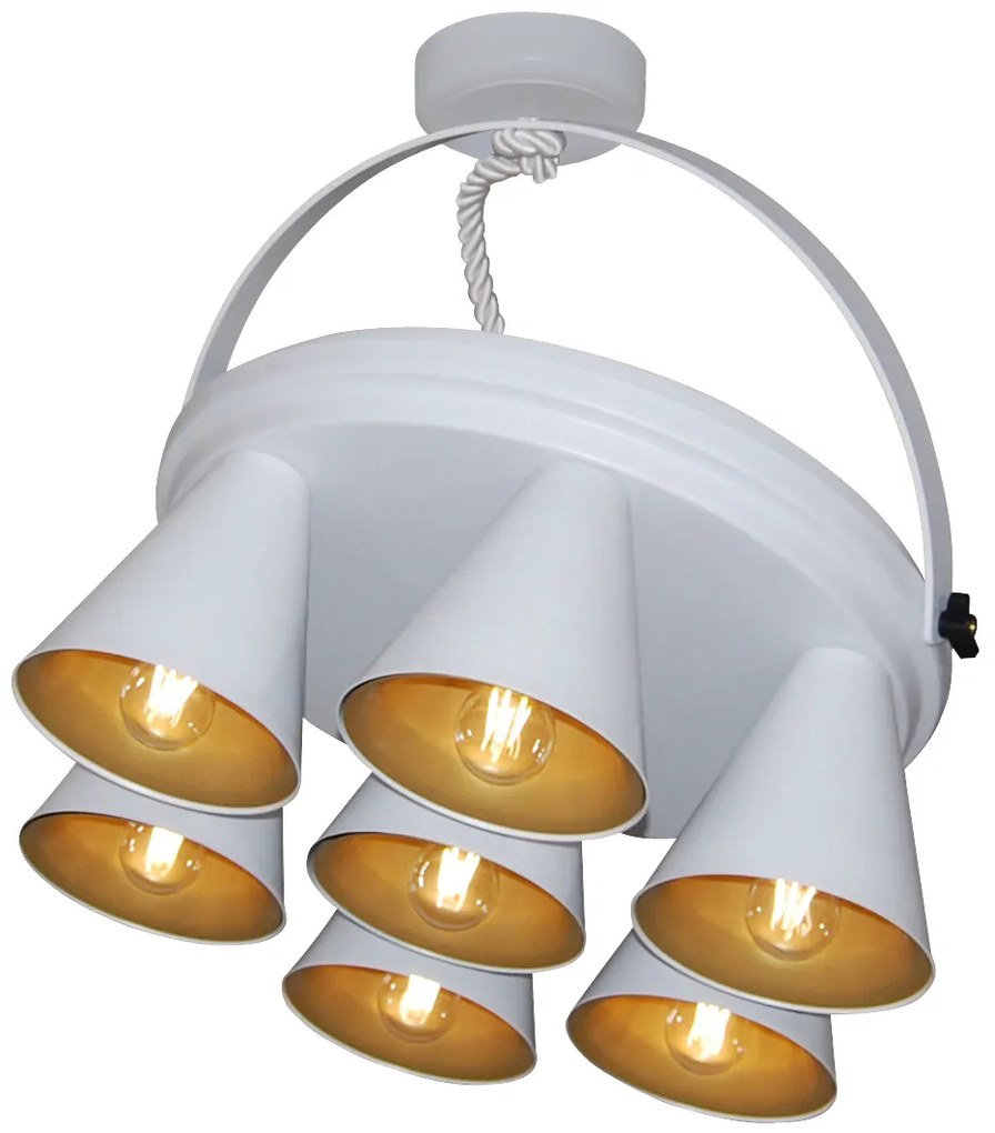 Φωτιστικό Οροφής  HL-3578-1B BRANDON WHITE &amp; MAT GOLD PENDANT - 77-3999 - 21W - 50W - 77-3999