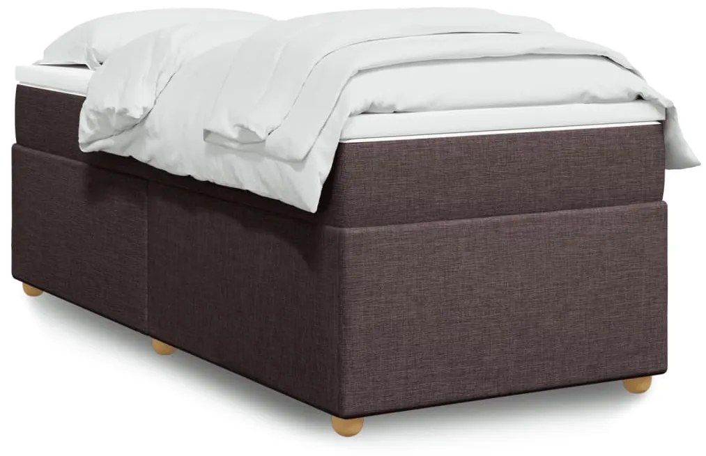 vidaXL Κρεβάτι Boxspring με Στρώμα Σκούρο Καφέ 80x200 εκ. Υφασμάτινο