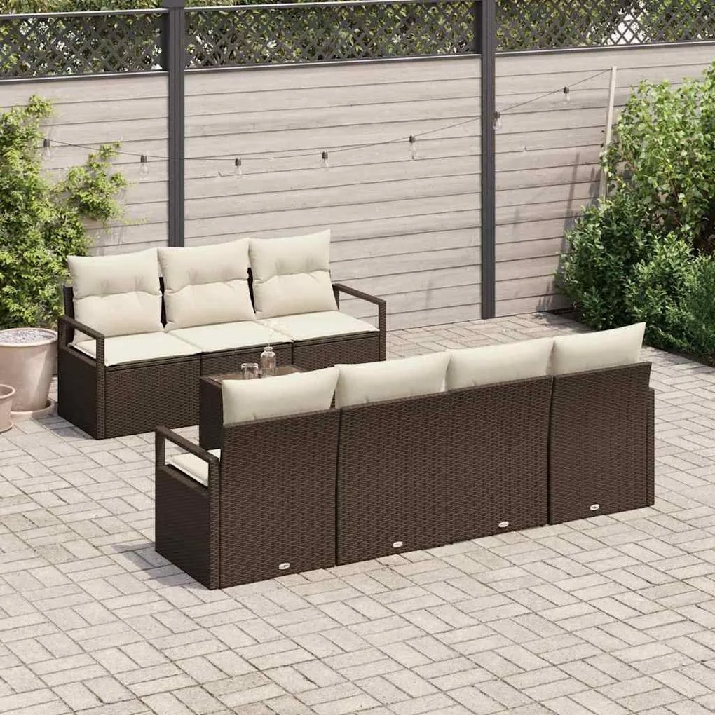 vidaXL Σετ Καναπέ Κήπου 8 pcs Καφέ, Κρέμα 55 x 55 x 37 εκ