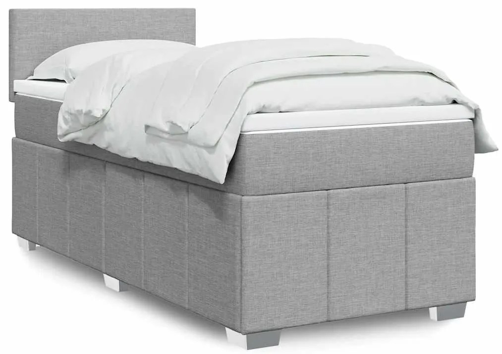 vidaXL Κρεβάτι Boxspring με Στρώμα Ανοιχτό Γκρι 80x200 εκ. Υφασμάτινο