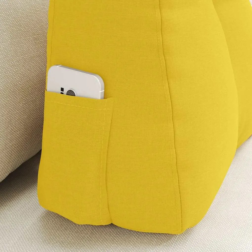 vidaXL Μαξιλάρι Πλάτης Απαλό Κίτρινο 60 x 24 x 50 εκ ύφασμα