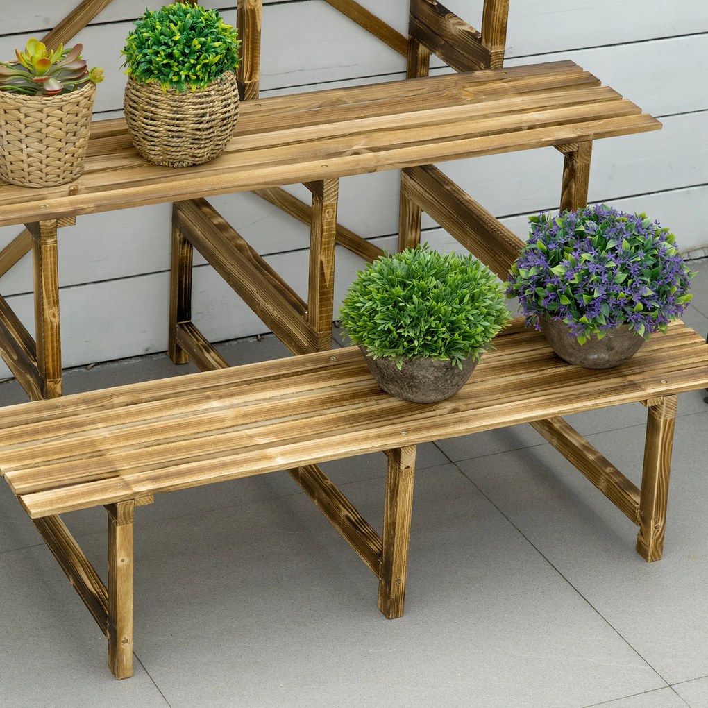 Outsunny Σκάλα φύτευσης, σκάλα λουλουδιών, ράφι λουλουδιών, ράφι φύτευσης, βάση λουλουδιών, 3 επίπεδα, ξύλο ελάτης, 100 x 80 x 78cm