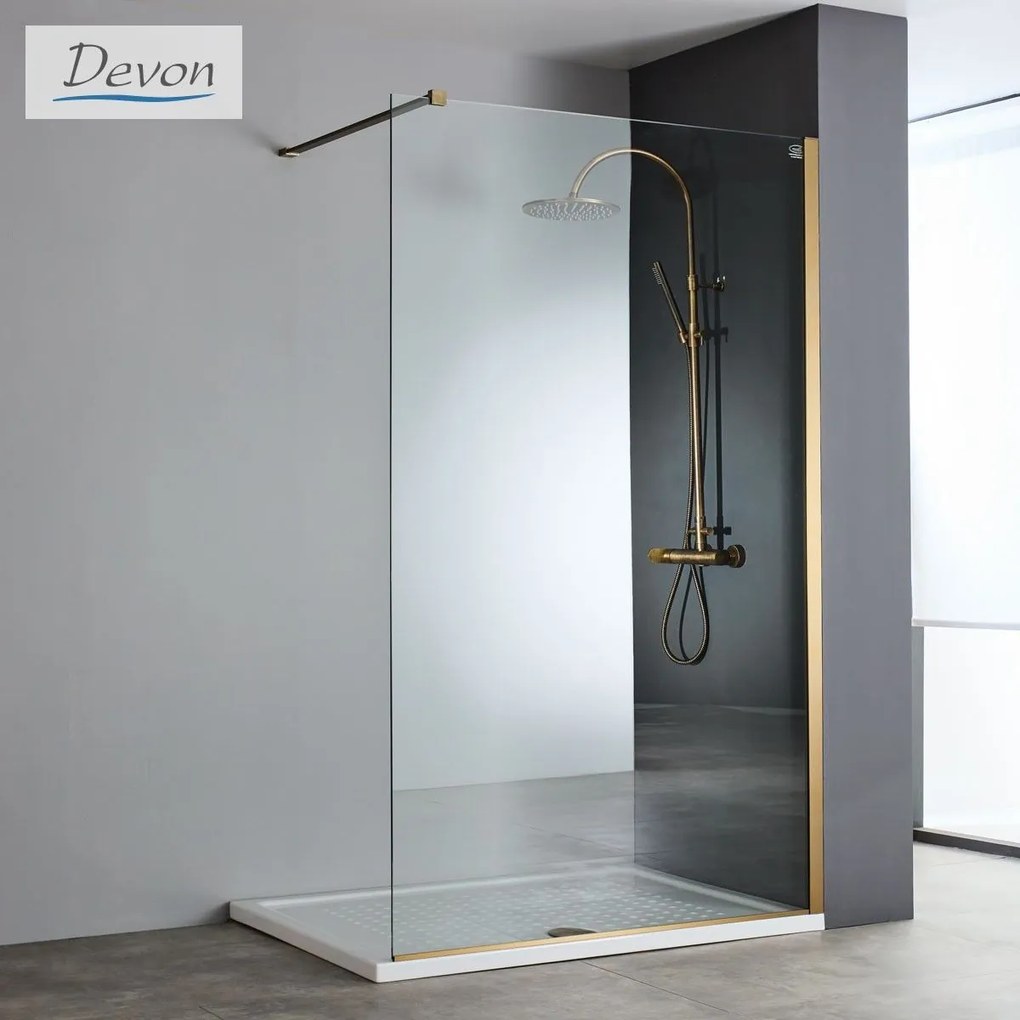 Devon Iwis Walk-in Inox 304 Διαχωριστικό Κρύσταλλο Ντουζιέρας Με Bronze Brushed Βραχίονα 100cm