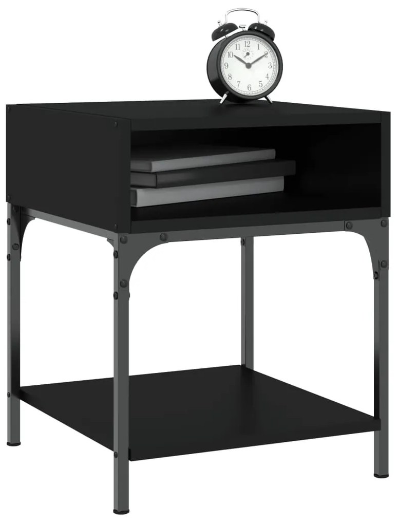 vidaXL Κομοδίνα 2 τεμ. Μαύρα 40 x 41 x 50 εκ. από Επεξεργασμένο Ξύλο