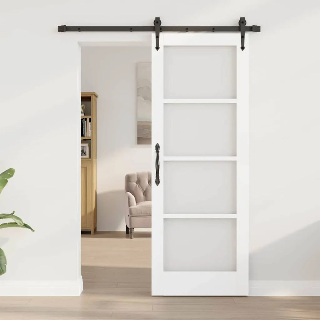 vidaXL Συρόμενη Πόρτα Λευκό 73.5 x 198.5 εκ. Ξύλο και μέταλλο