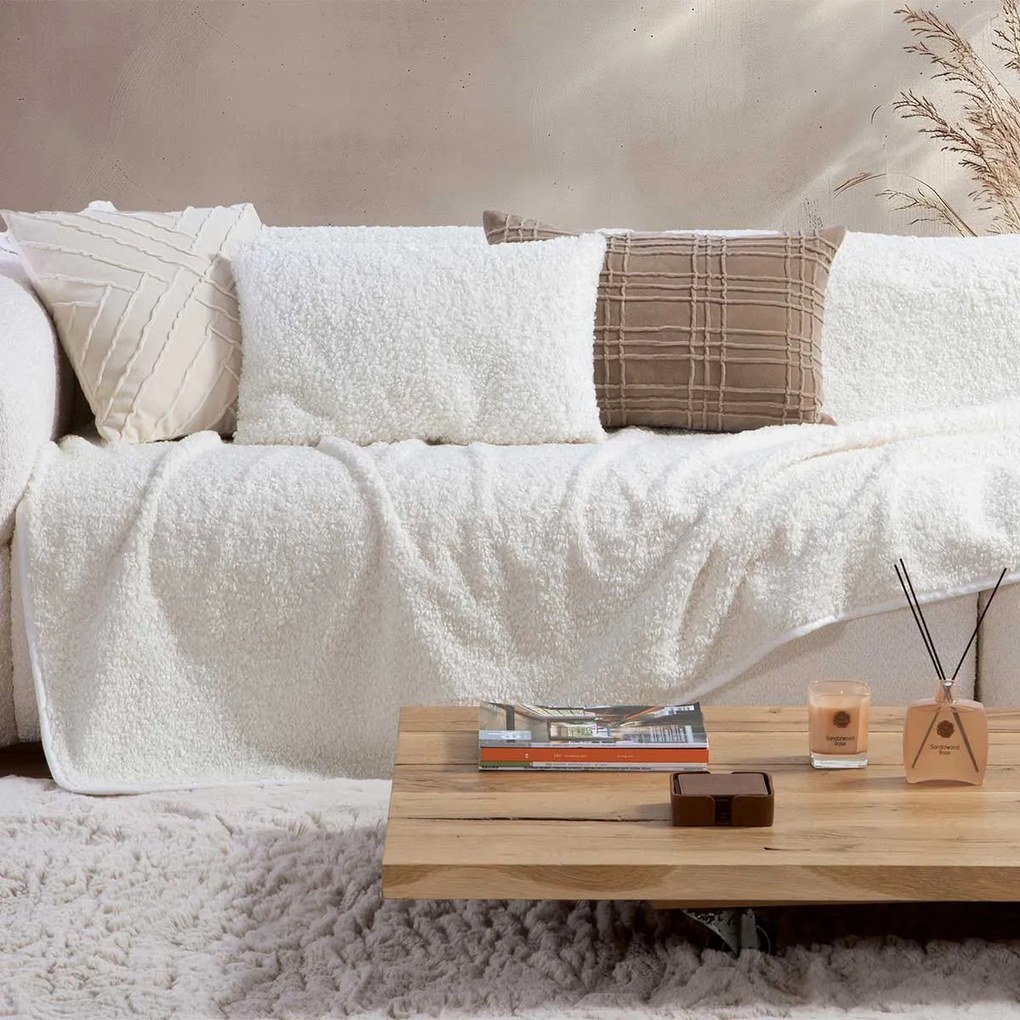 Γούνινο Ριχτάρι Διθέσιου Καναπέ (180x250) Nef-Nef Homeware Vanjel Ecru