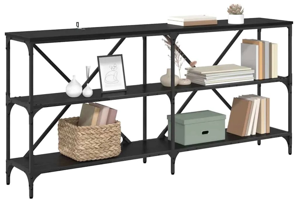 vidaXL Τραπέζι κονσόλας Μαύρη Οξυά 160 x 30 x 75 εκ Επεξεργασμένο ξύλο