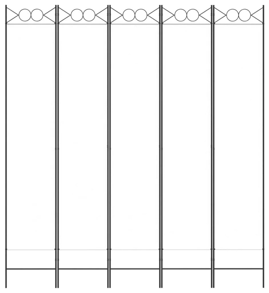 Διαχωριστικό Δωματίου με 5 Πάνελ Λευκό 200x220 εκ. από Ύφασμα - Λευκό