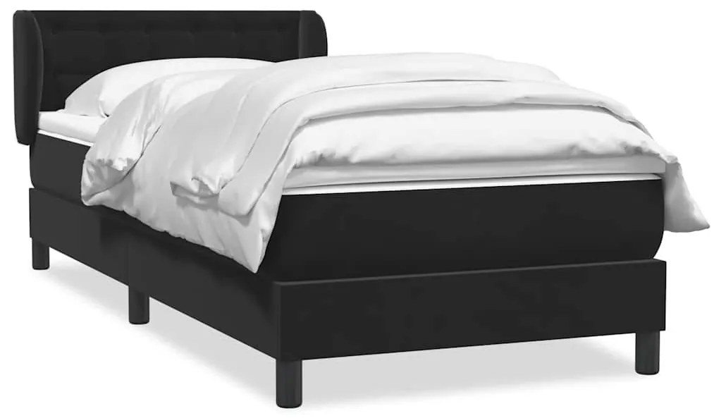 vidaXL Κρεβάτι Boxspring με Στρώμα Μαύρο 80x220 εκ. Βελούδινο