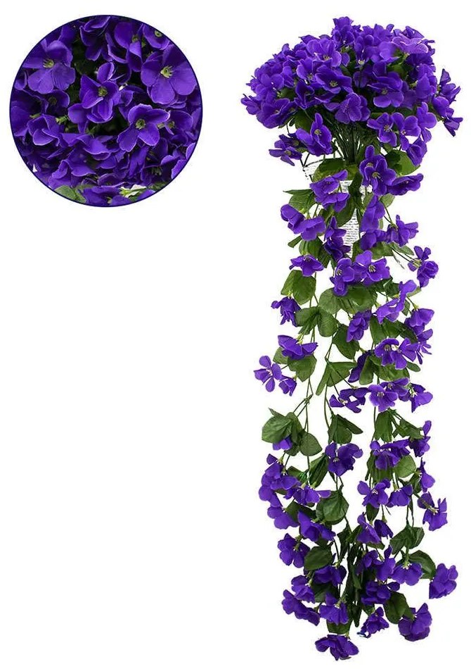 Τεχνητό Κρεμαστό Φυτό Phlox 78050 30x30x80cm Green-Purple GloboStar Polyester,Plastic