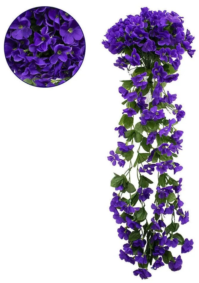 Τεχνητό Κρεμαστό Φυτό Phlox 78050 30x30x80cm Green-Purple GloboStar Polyester,Πλαστικό