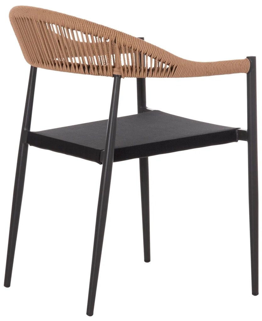 Καρέκλα Πολυθρόνα BERG C6284.02 Αλουμίνιο Μαύρο - Textilene Γκρί - P.E. Rattan Μπέζ 55x56x79Υ εκ. 55x56x79 εκ.