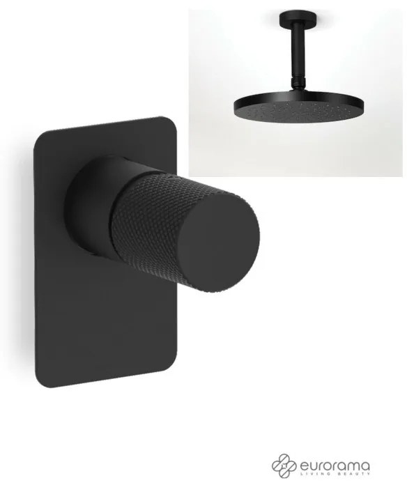Eurorama Black Matt Ανακλινόμενη Κεφαλή Ø30εκ +Μίκτης εντοιχισμού 1 εξόδου