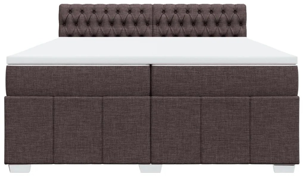 Κρεβάτι Boxspring με Στρώμα Σκούρο Καφέ 200x200 εκ. Υφασμάτινο - Καφέ