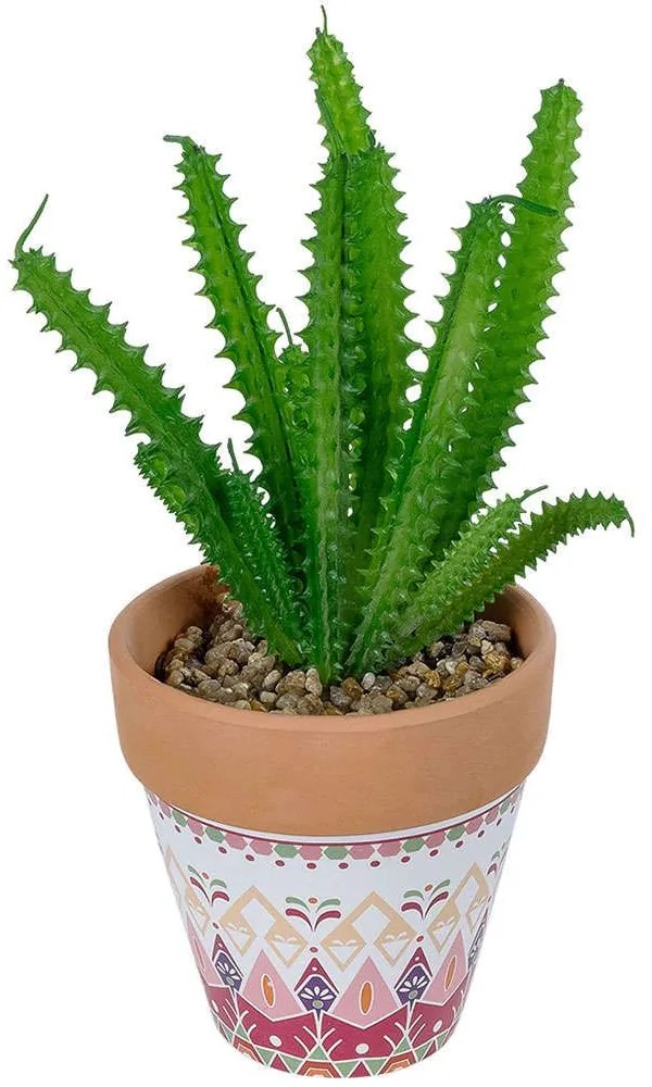 Τεχνητό Φυτό Σε Κασπώ Euphorbia 21052 Φ18x23cm Multi GloboStar Πηλός,Πολυαιθυλένιο