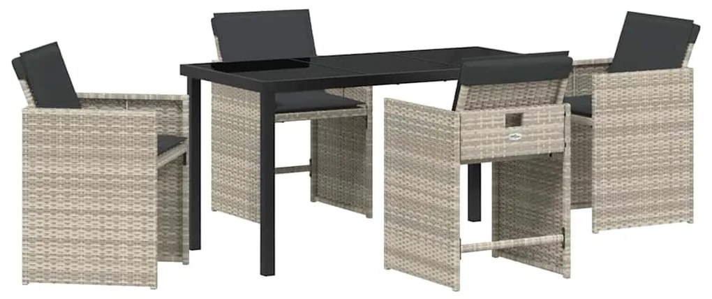 vidaXL Σέτ φαγητού για κήπο 5 pcs Ανοιχτό γκρι συνθετικό ρατάν