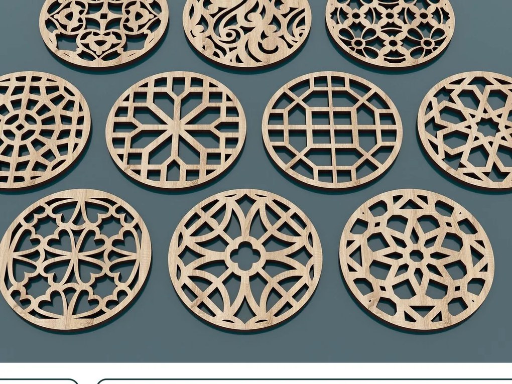 Σετ των 2 Intra απο ξύλο plywood 3mm-4mm πάχος 10 προτύπων Grill Trivet Coaster Δίασταση 30x20 cm INTRAFABR-47679688