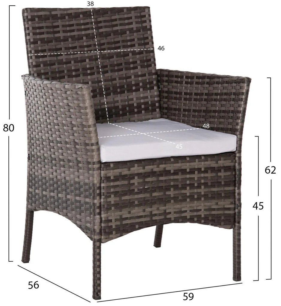 Σετ Κήπου Σαλόνι STASIA 4 τεμ Συνθετικό Rattan Γκρί με Μπέζ Μαξιλάρια