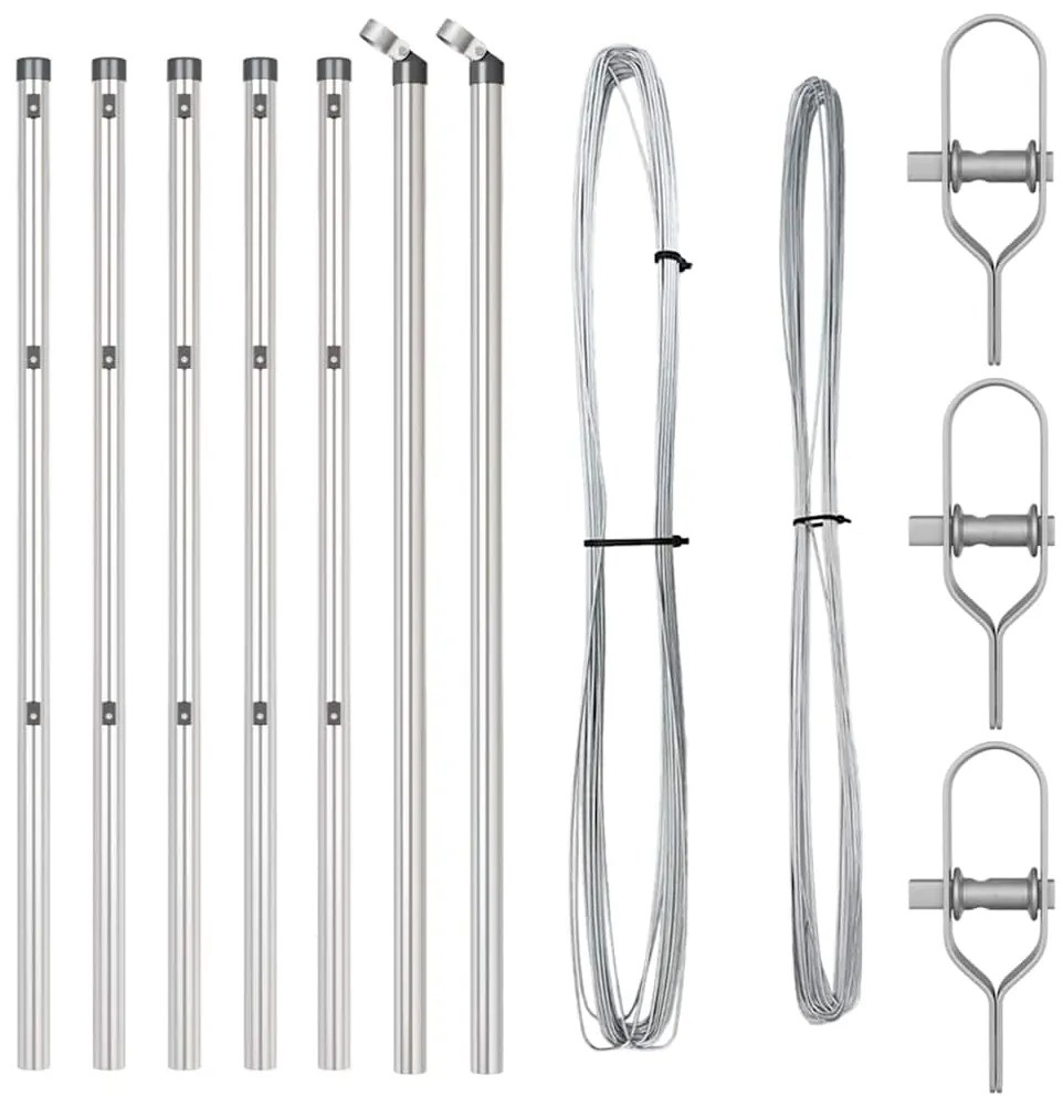 vidaXL Πό posts φράχτη 7 pcs Ασημί Ø32mm 120 εκ Γαλβανισμένος χάλυβας