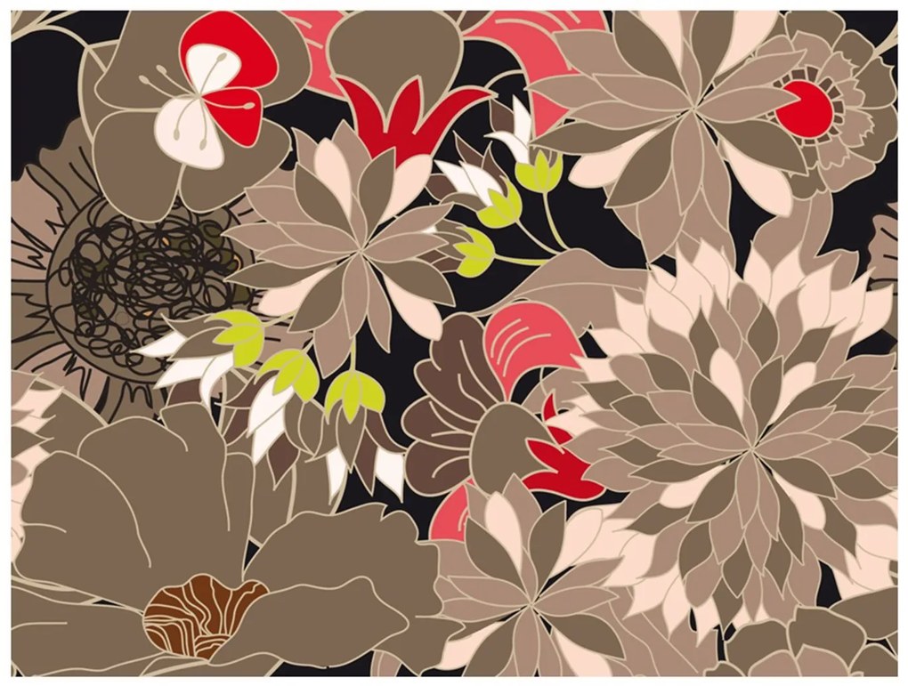 Φωτοταπετσαρία - floral design - gray 200x154