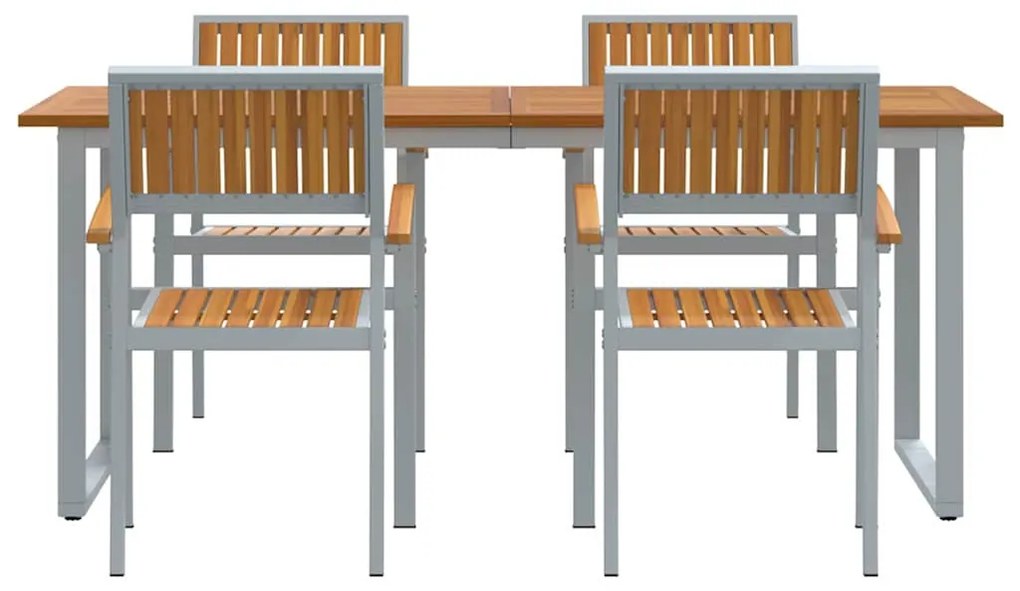 vidaXL Σέτ φαγητού για κήπο 5 pcs Γκρι Στερεό Ξύλο Ακακίας