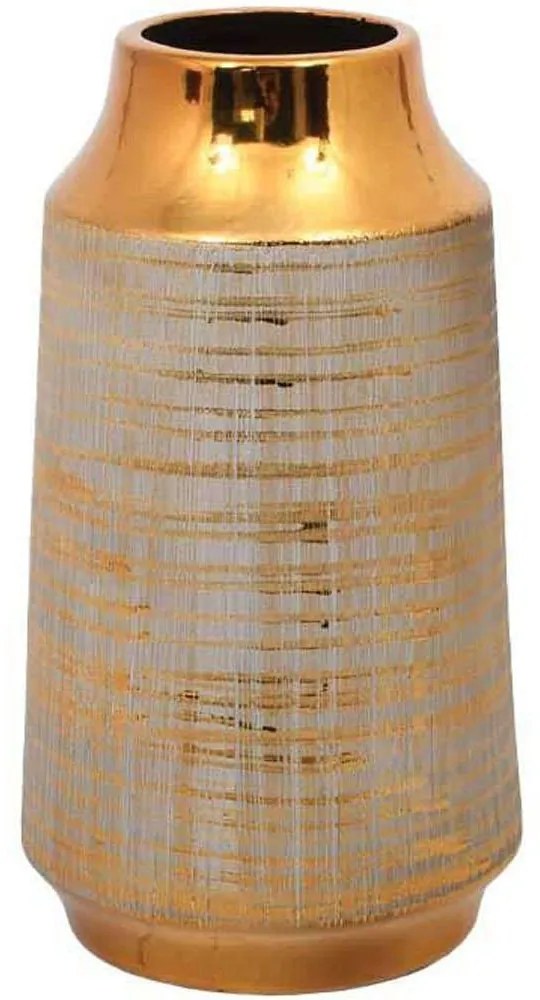 Διακοσμητικό Βάζο 08-221-204 13x13x28,7cm Gold-White Κεραμικό
