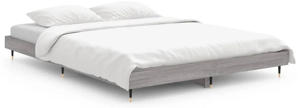 vidaXL Πλαίσιο Κρεβατιού Γκρι Sonoma 135x190 εκ. Επεξεργασμένο Ξύλο