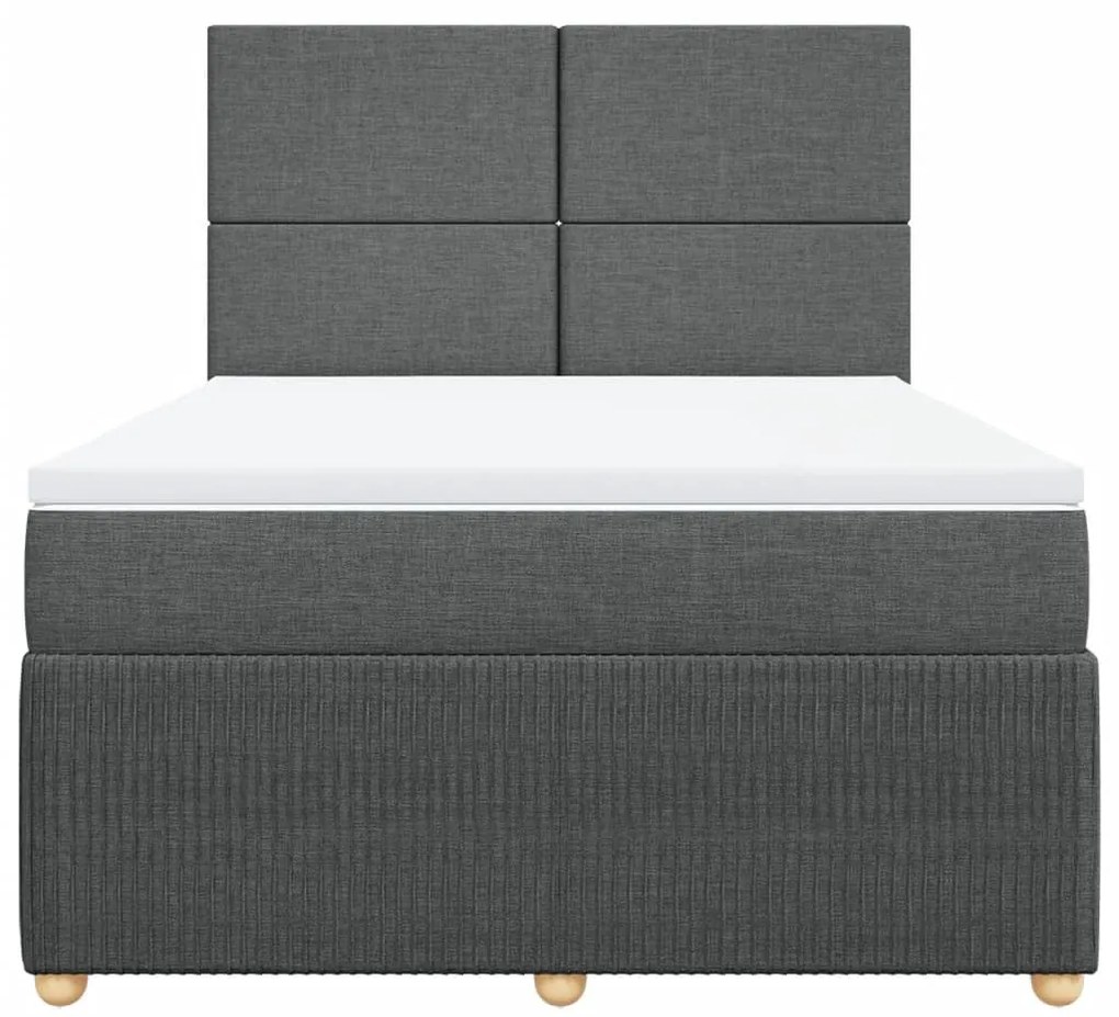 Κρεβάτι Boxspring με Στρώμα Σκούρο Γκρι 140x200 εκ Υφασμάτινο - Γκρι