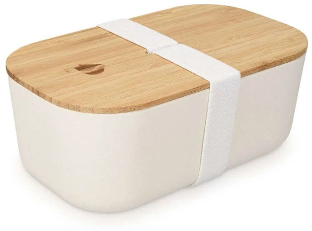 Δοχείο Φαγητού 47540.02.2 20x12x8,2cm 1100ml White-Natural Navaris Σιλικόνη,Bamboo