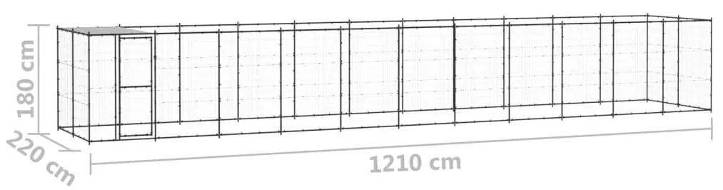 Κλουβί Σκύλου Εξωτ. Χώρου με Στέγαστρο 26,62 μ² από Ατσάλι - Μαύρο