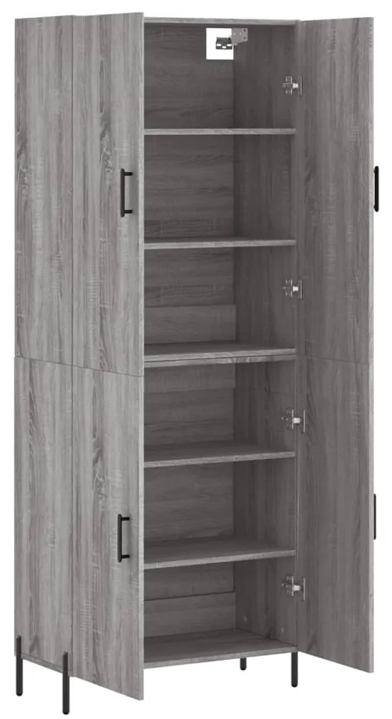 vidaXL Ντουλάπι Γκρι Sonoma 69,5 x 34 x 180 εκ. Επεξεργασμένο Ξύλο