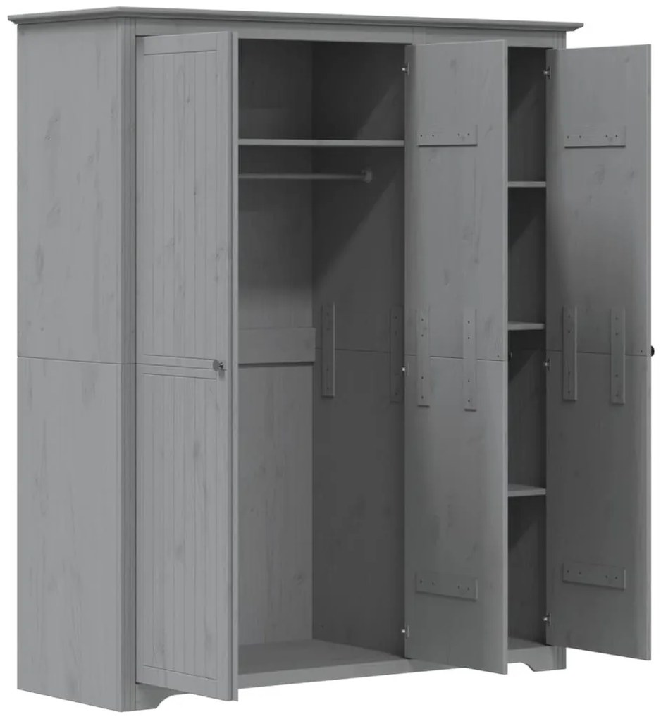 Ντουλάπα BODO Γκρι 146x53,5x173 εκ. από Μασίφ Ξύλο Πεύκου - Γκρι