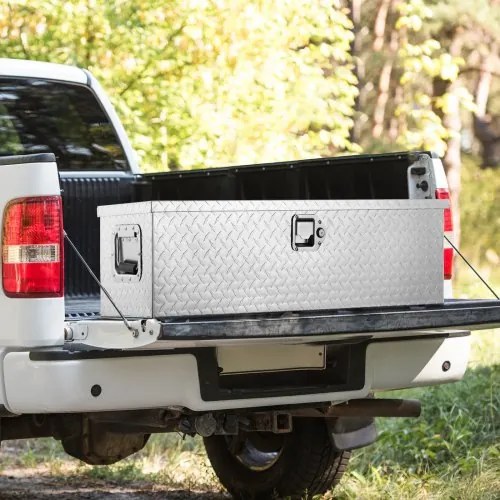 VEVOR Heavy Duty Aluminum Truck Bed Tool Box, Diamond Plate Tool Box with Side Handle and Lock Keys, Storage Tool Box Chest Box Organizer for Pickup, Truck Bed, RV, Trailer, 39&quot;x13&quot;x10&quot;, Silver