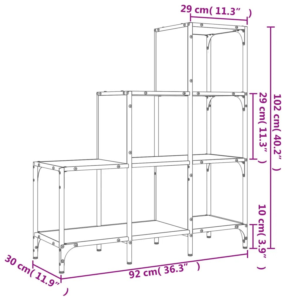 ΒΙΒΛΙΟΘΗΚΗ ΓΚΡΙ SONOMA 92X30X102 ΕΚ. ΕΠΕΞΕΡΓ. ΞΥΛΟ &amp; ΜΕΤΑΛΛΟ 845439