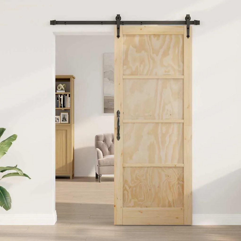 vidaXL Συρόμενη Πόρτα ORKDAL Καφέ 83 x 211 εκ. Μασίφ ξύλο πεύκου