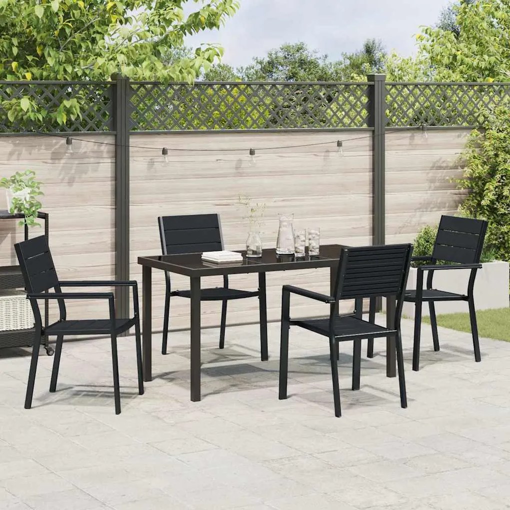 vidaXL Σέτ φαγητού για κήπο 5 pcs Μαύρο HDPE