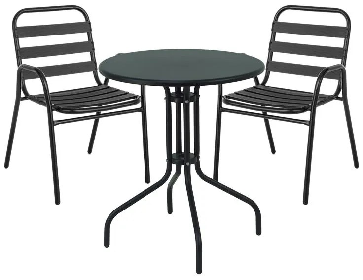 Σετ κήπου - Tραπεζαρία Sussie-Vergo Ι σετ 3τεμ μαύρο μέταλλο-αλουμίνιο Φ60x70εκ 60x60x70 εκ.